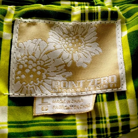 Point Zero Green Plaid Spring-Fall Jacket with Belt - Picture 2 of 5